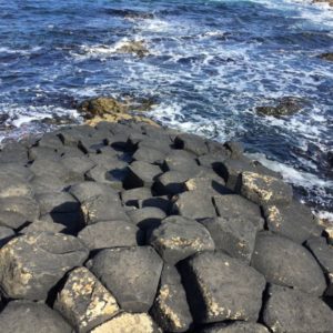Hexagonal basalt at the sea's edge